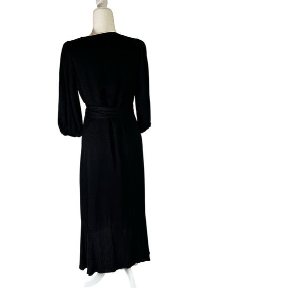 Good American Black Cheetah Print Wrap Dress Romantic Flirty Size 3 (L) - Picture 7 of 10